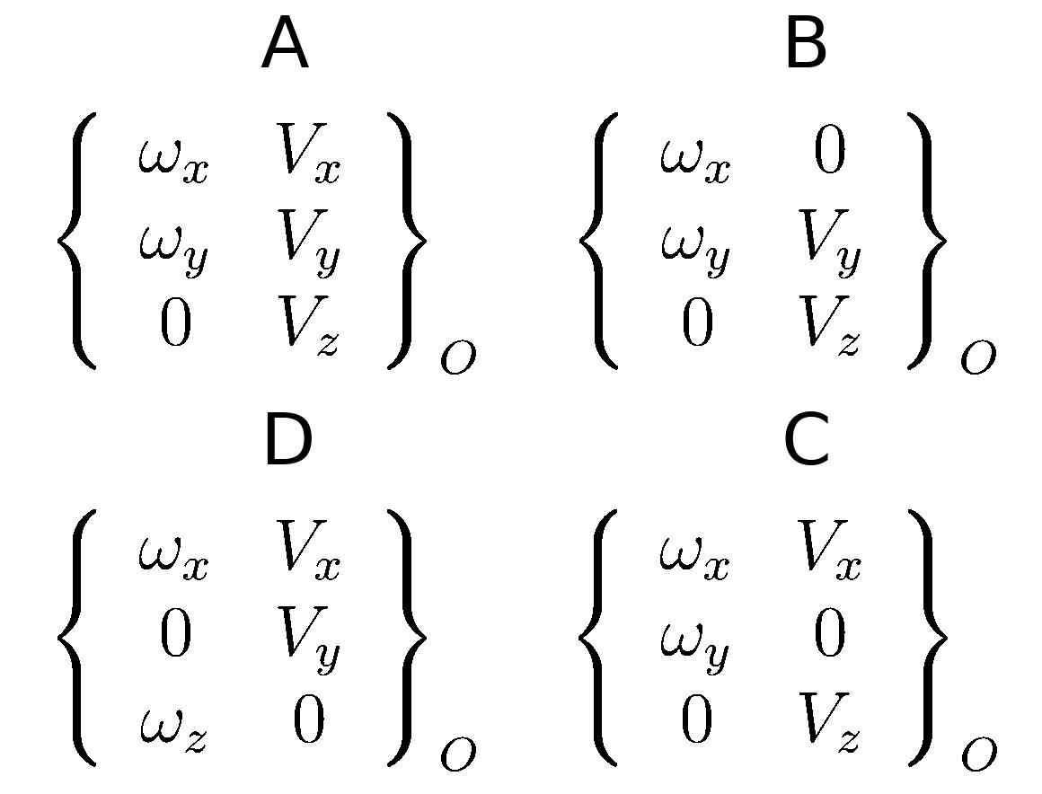 Quel torseur parmis les suivant correspond à celui d'une linéaire rectiligne de normale \(\vec{y}\) et de direction \(\vec{x}\) ?